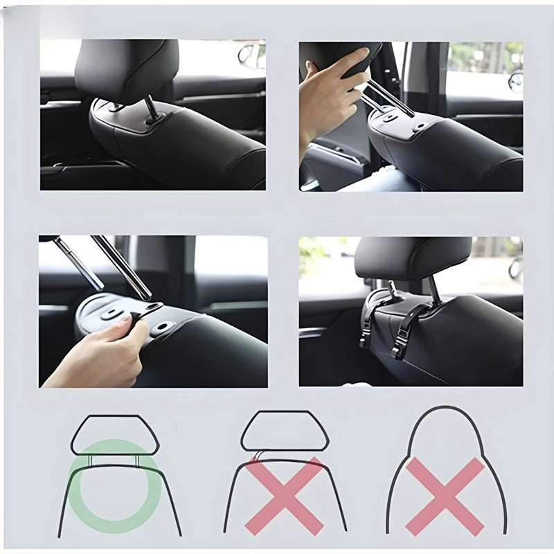 X2 Gancho Organizador Para Cabecera Auto Multiusos 4pcs /ryc