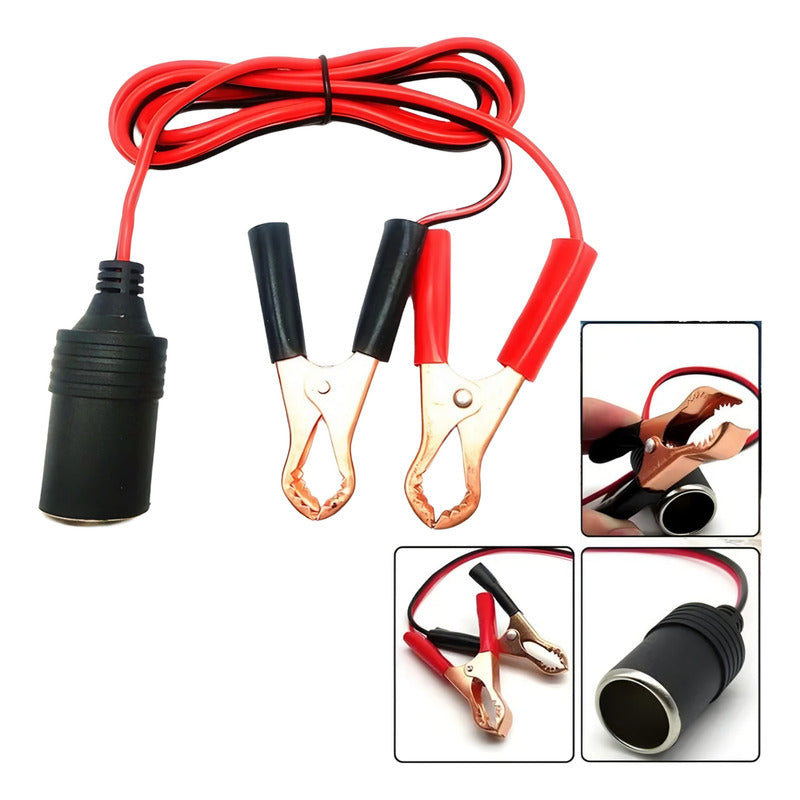 Adaptador Pinza De Batería Con Cable 1.5mt A Encendedor 12v