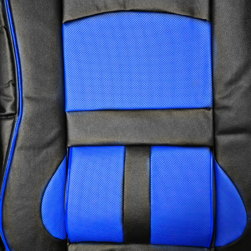 Set 11pcs Funda Cubre Asiento 100% Eco Cuero Bolsillo N/azul