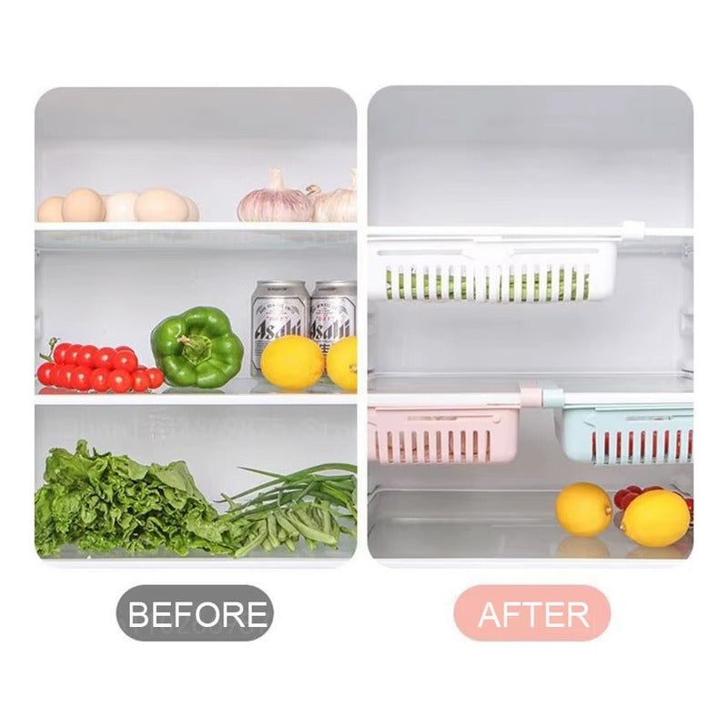 X2 Cesta Organizar Refrigerador Cocina Retractil Telescópic