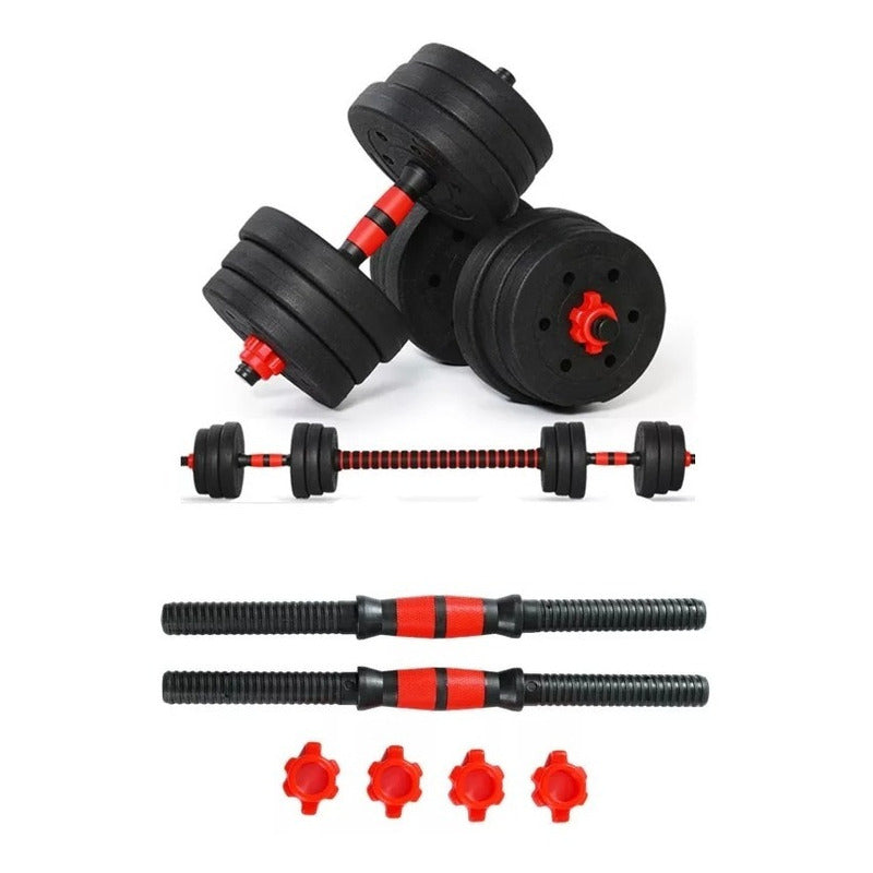 Kit Mancuerna Pvc Ajustable Set Barra Extensión 20kg /ryc