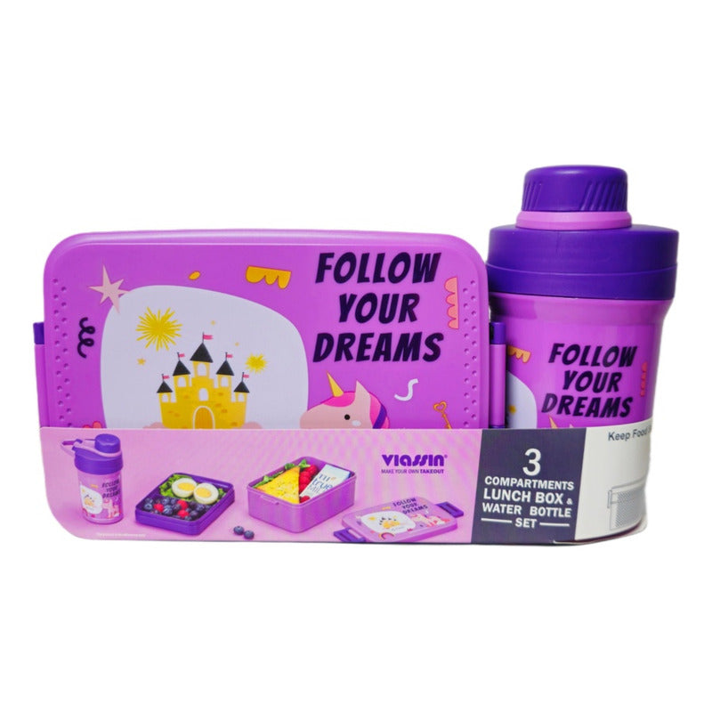 Lonchera Escolar +botella Vianda Lunch Box Contenedor Alimen