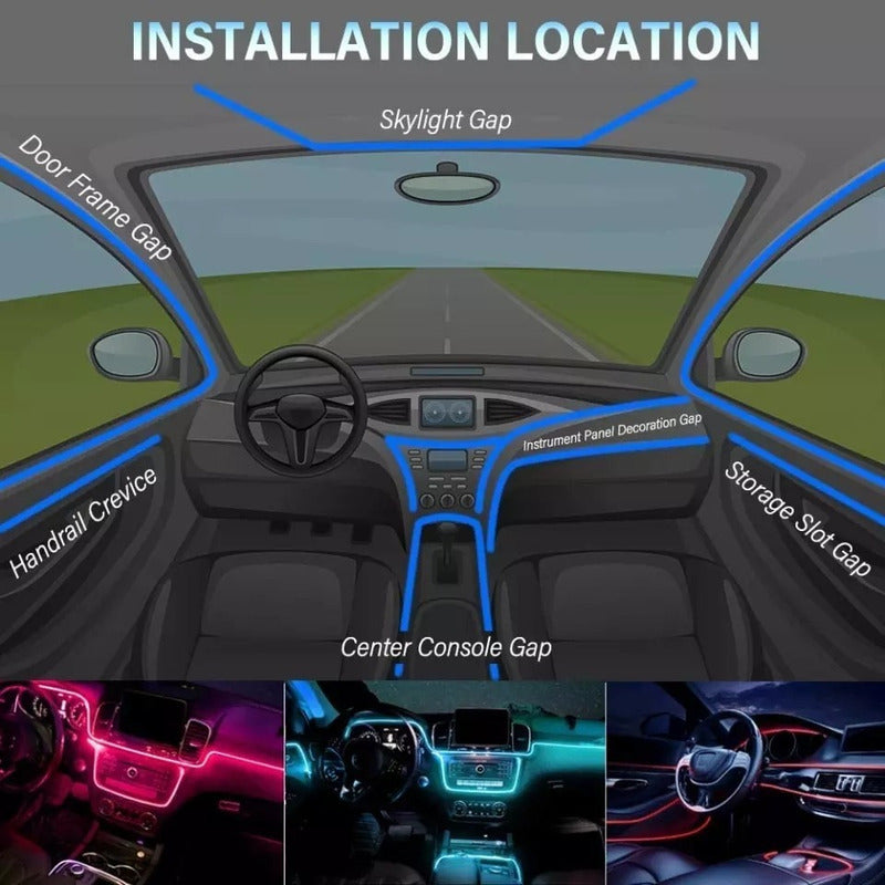 Hilo Neon Decorativo Con Luz Rgb 5 Led Bluetooth App Auto