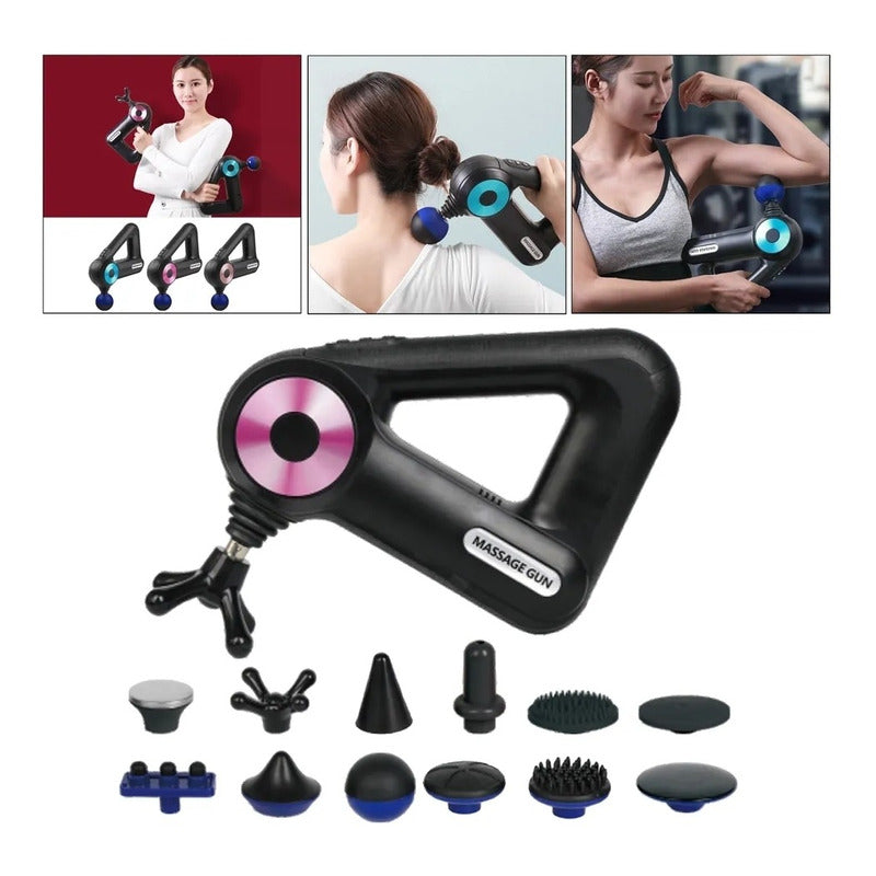Masajeado Pistola Masaje Recargable Muscular 12en1 Triángulo