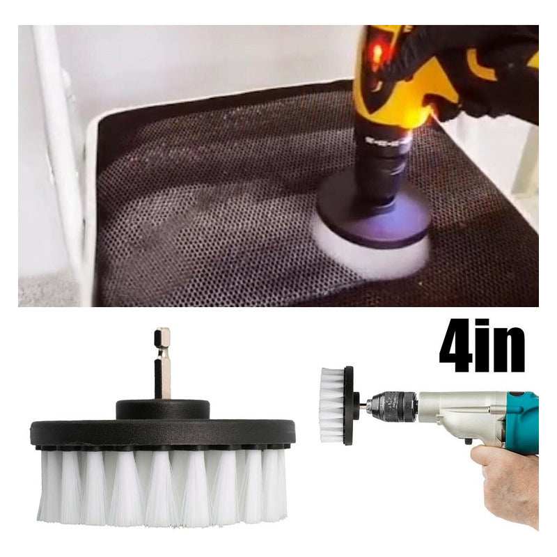 Kit Lavado De Auto 4 Cepillos Cn Broca Para Taladro Limpieza