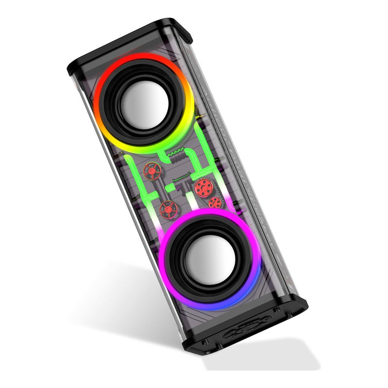 Parlante Bluetooth Doble, Transparente Con Luz Portátil /ryc