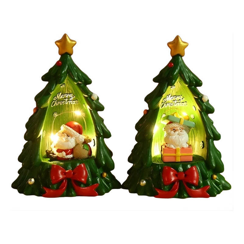 Lámpara Navideña Pino Árbol De Navidad Con Santa Luz Decora