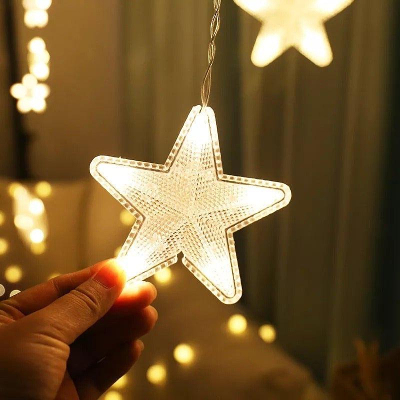 Guirnalda Led Estrellas Luz Cálida Cortina Led Decoración