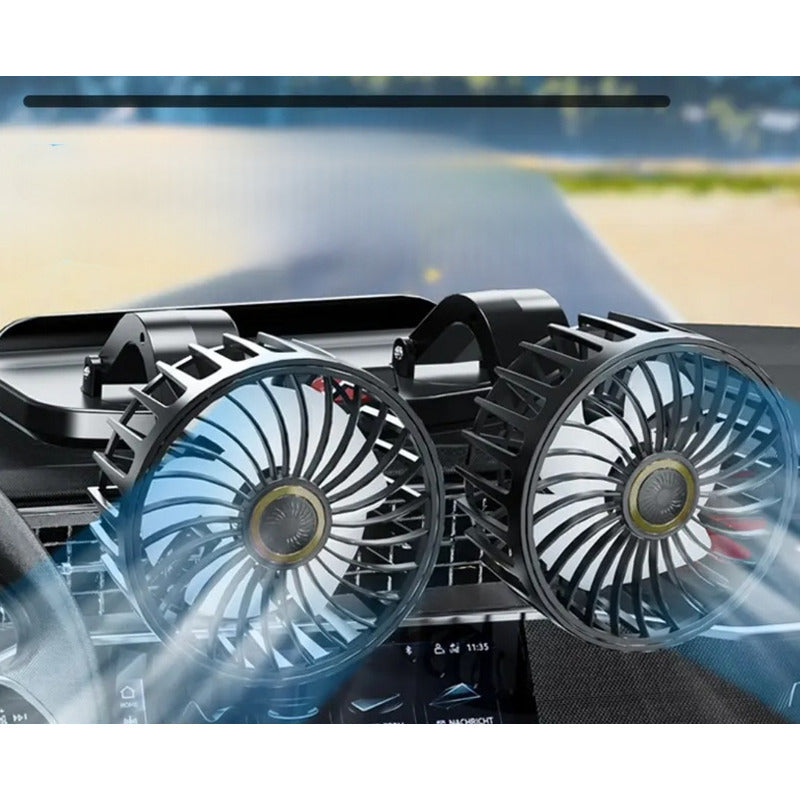 Ventilador Doble Para Auto 360° Conexión 12v Encendedor/ Ryc