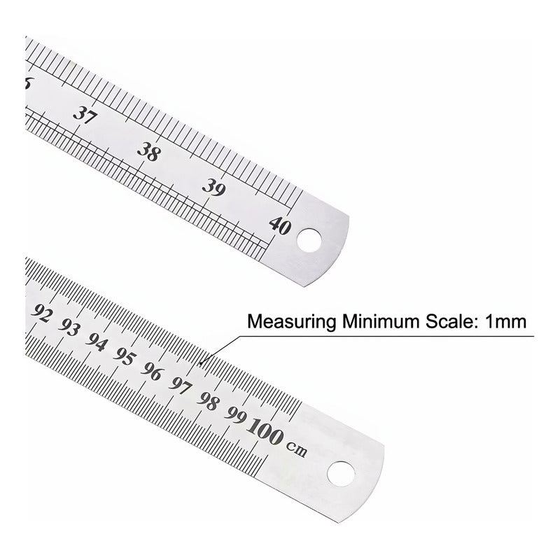 Regla Metálica Doble Cara 100cm 40 Pulgadas Acero Inoxidable