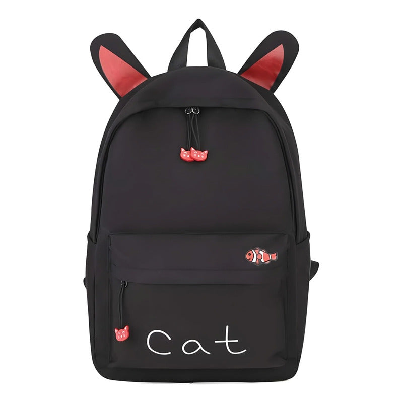 Mochila Con Orejita Gato Bolso Escolar Kawai Juvenil Cat R&c