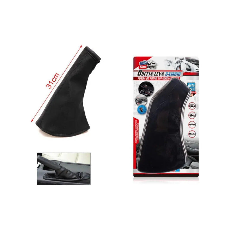 Funda Freno De Mano Ecocuero Negra 50cm Fuelle Cubre Freno