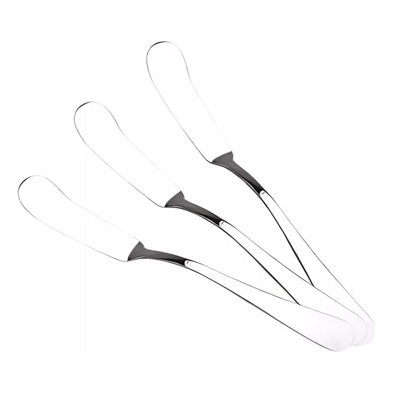 3 Cuchillo Para Mantequilla Mermelada Queso Acero Inoxidable Color Plateado