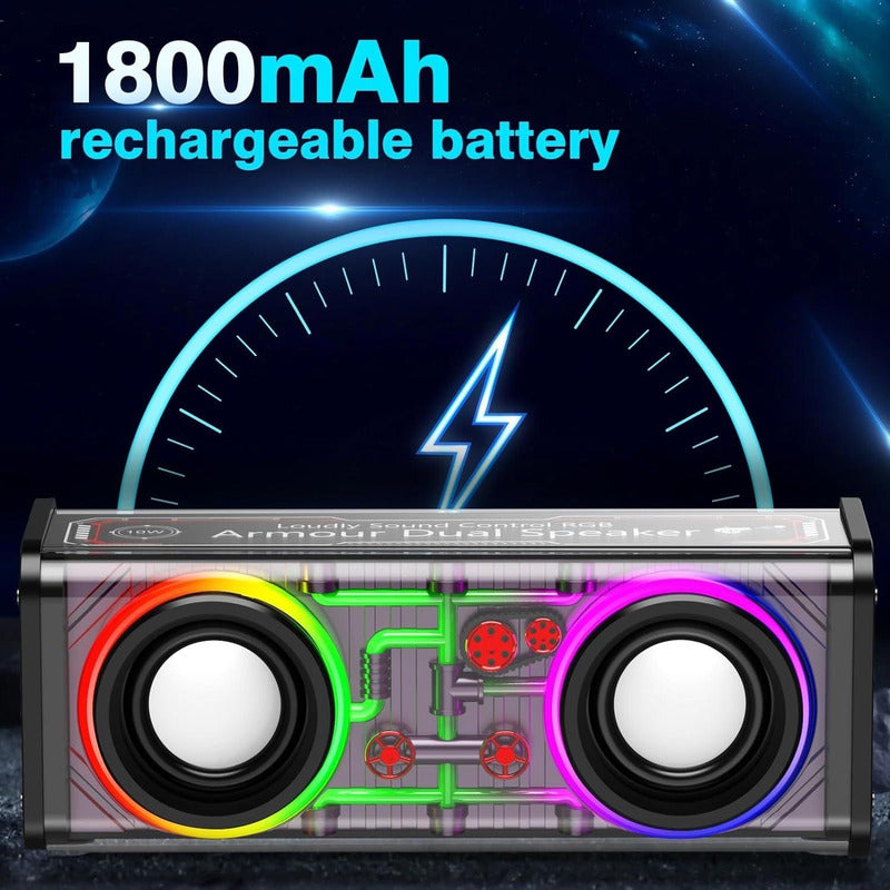 Parlante Bluetooth Doble, Transparente Con Luz Portátil /ryc