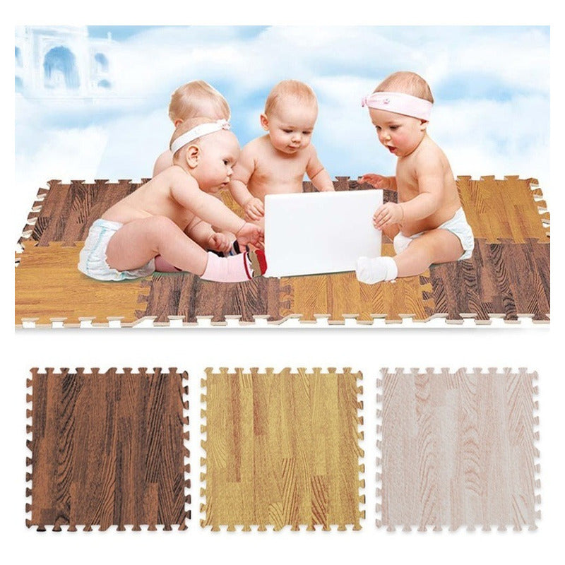 X4 Piso Goma Eva Puzzle Alfombra Madera 60x60x1cm Antigolpe