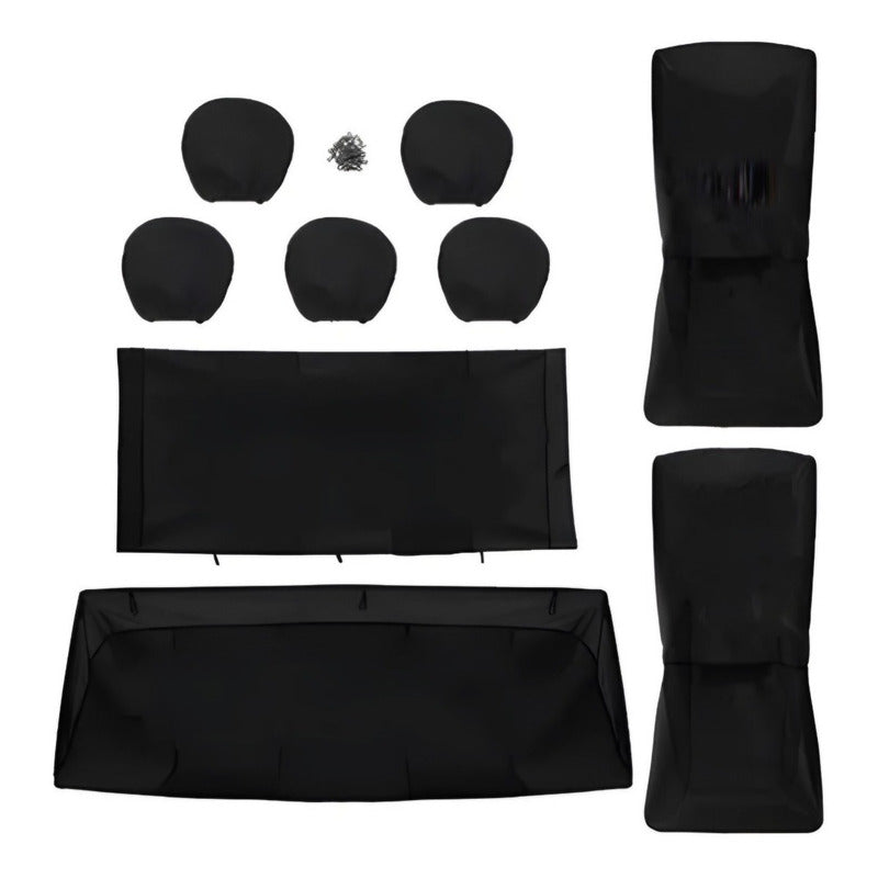 Set Funda Cubre Asiento Auto Universal Negro Entero 9pcs
