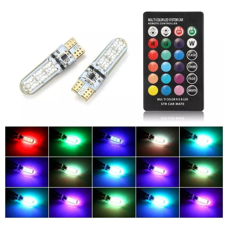 T10- Cola De Pescado Led Cob Rgb Multicolor + Control / R&c