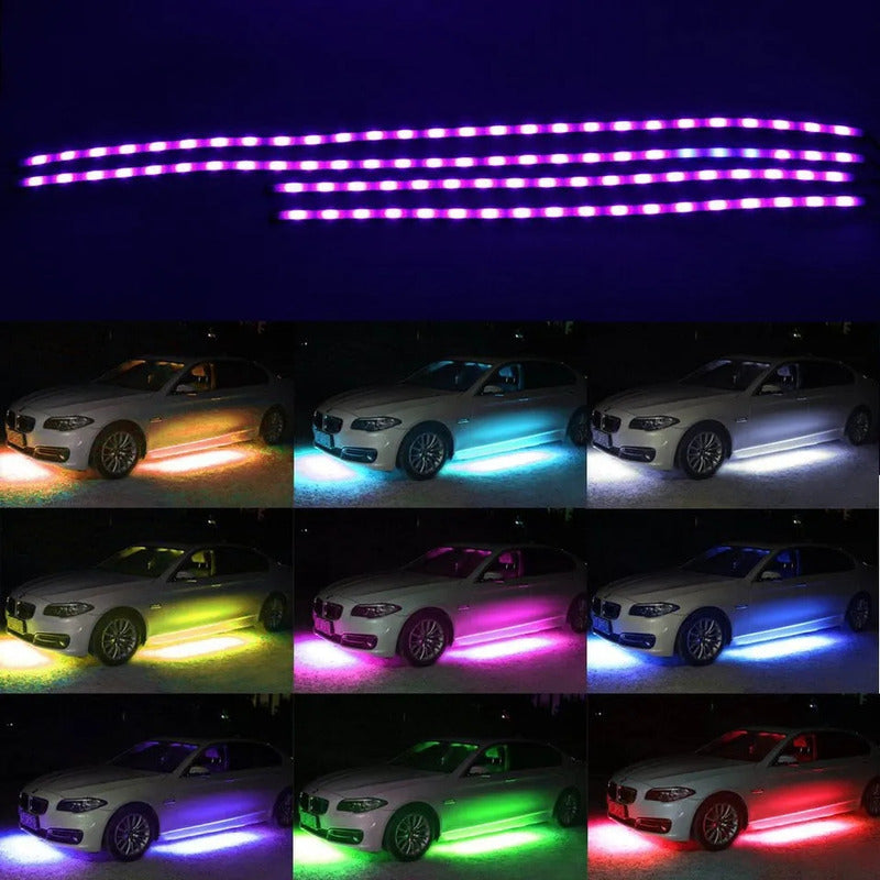 Kit De Luces De Chasis Exterior Rgb Tuning Luz Piso + Contro