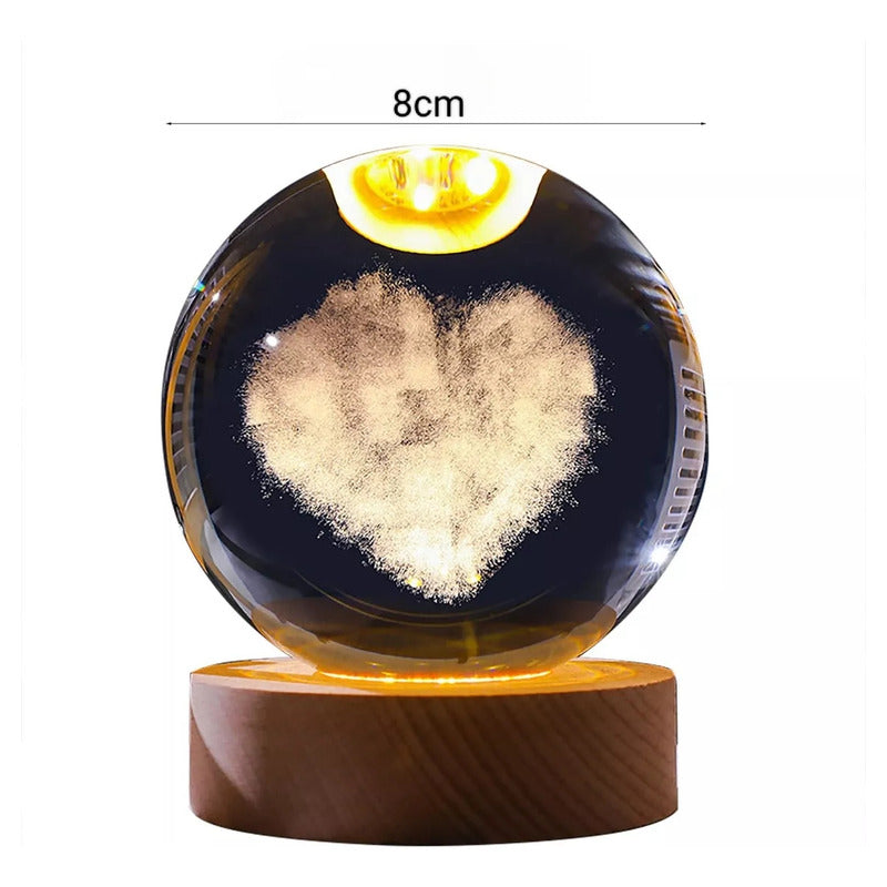 Esfera De Cristal Lámpara Noche Diseño Navidad 3d Bola 8cm