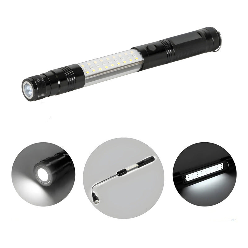 Linterna Led Telescópica Magnética Cabezal Flexible Luckybuy Linterna Negro Luz Blanco