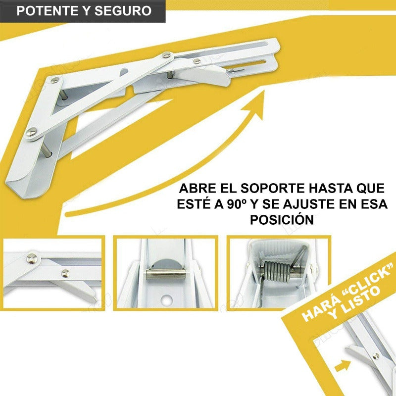 Set2 Escuadras Abatibles Metálicas Repisa 400x215mm Soporte