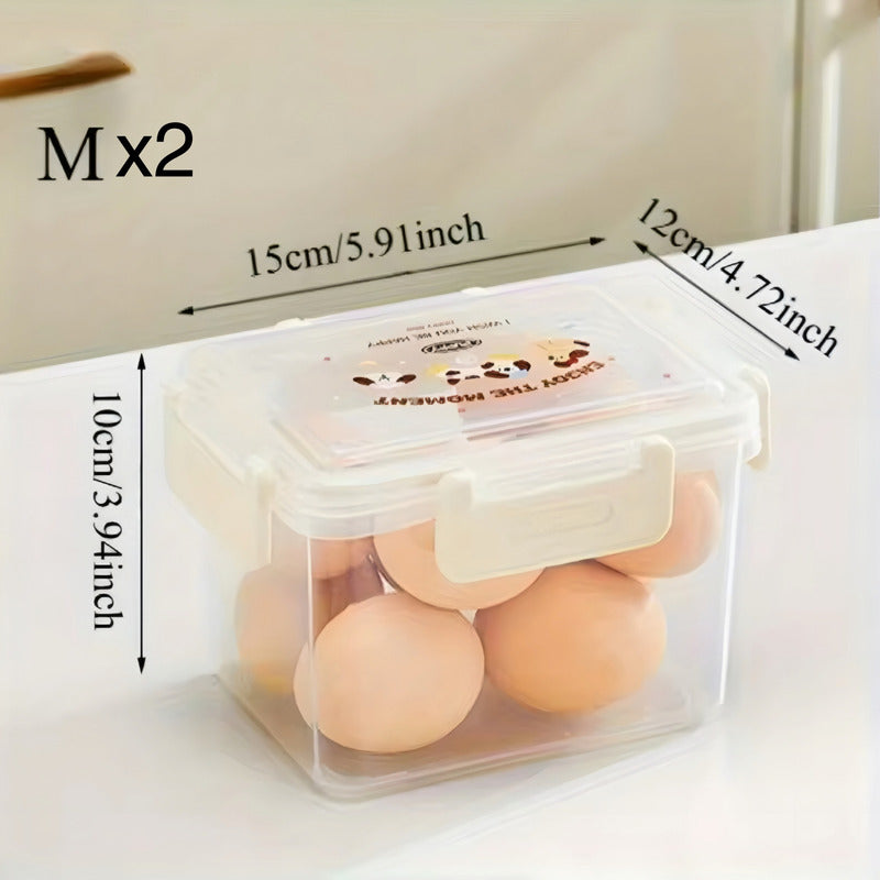 X5 Contenedor Hermético Cn Tapa Fruta Verdura Frescas Kawaii