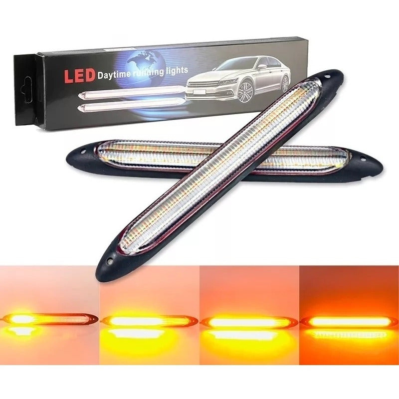X2 Tira Luz Led Neblinero Secuencial Blanco Amarillo Foco
