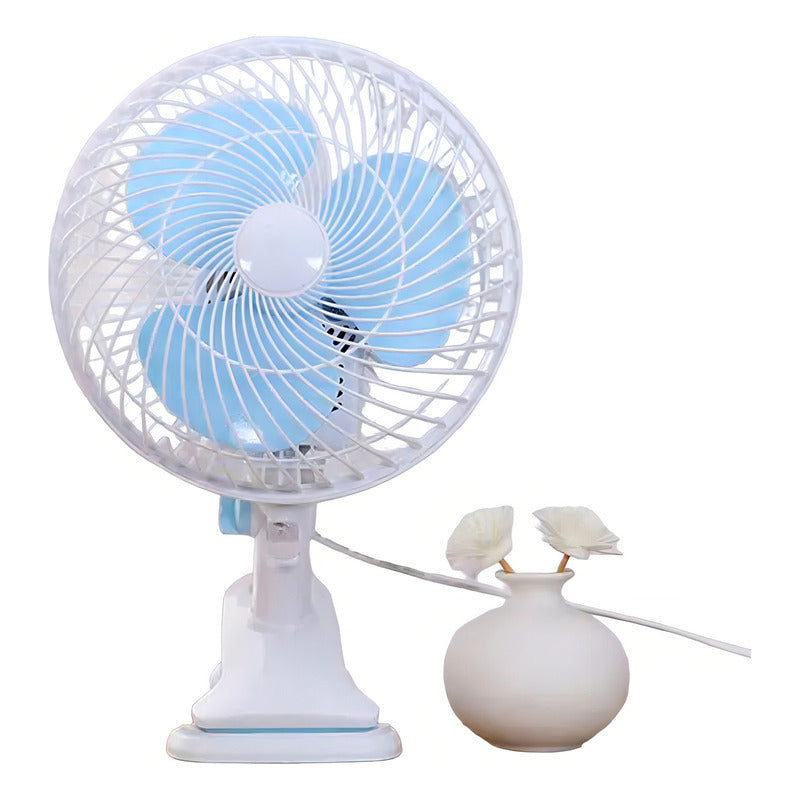 Mini Ventilador C/ Clip Breeze Fan 180mm Eléctrico Giratorio Cantidad De Aspas 3 Color De La Estructura Blanco Color De Las Aspas Turquesa Diámetro 18 Cm Frecuencia 50 Material De Las Aspas Plástico