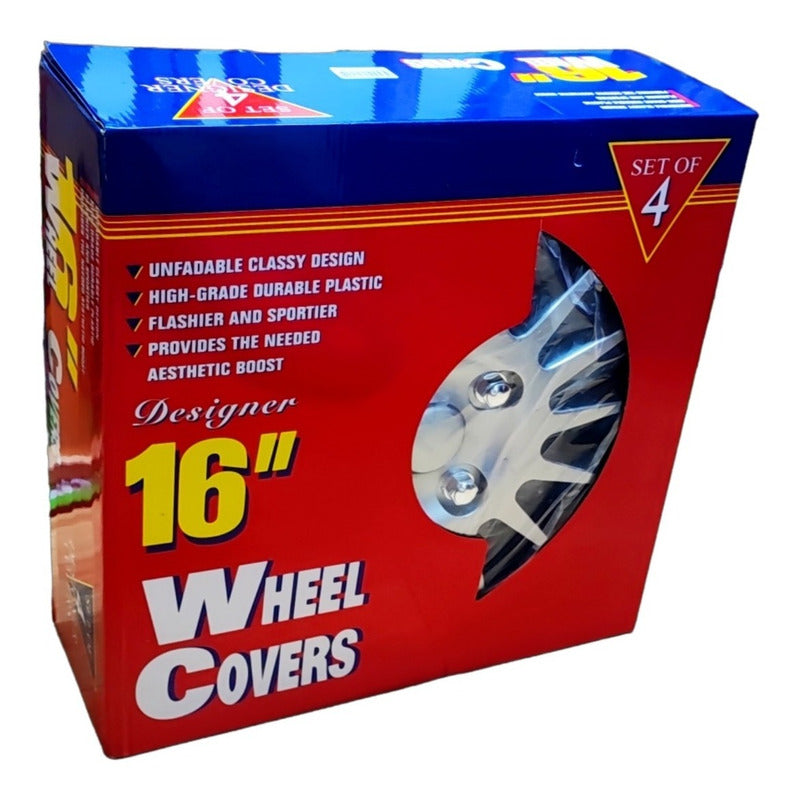 Set X4 Tapa Rueda Aro 16 Cromada Designer Tapa 16 Auto /r&c