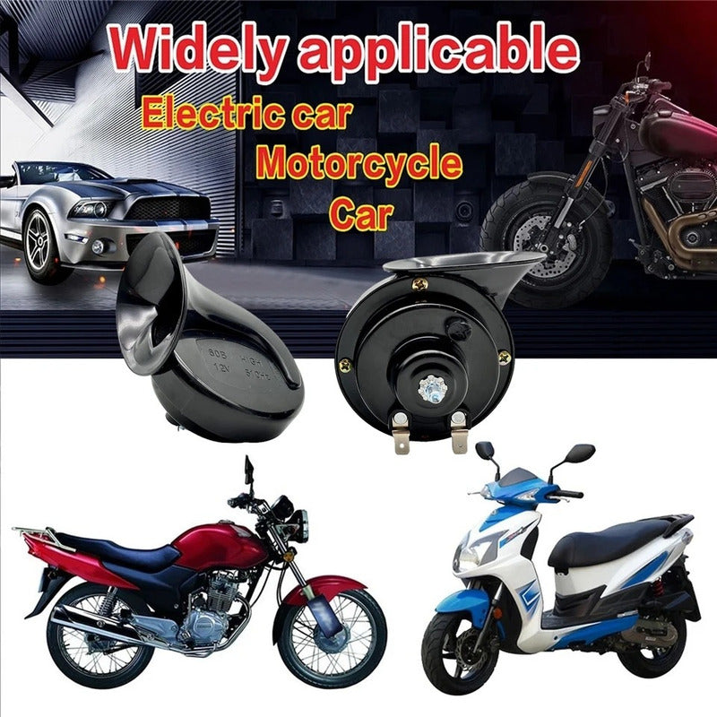 Kit Bocina Caracol Doble Auto Camioneta Moto 12v /r&c