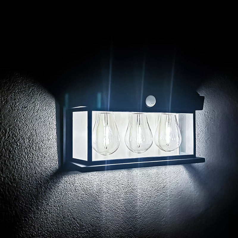 Lámpara Solar Luz Blanca Aplique D Pared 3 Ampolleta Vintage