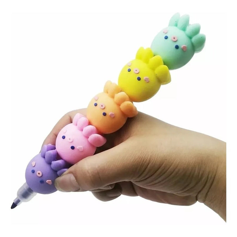 Pack 5 En 1 Destacadores De Pulpo Kawaii Resaltadores Cute