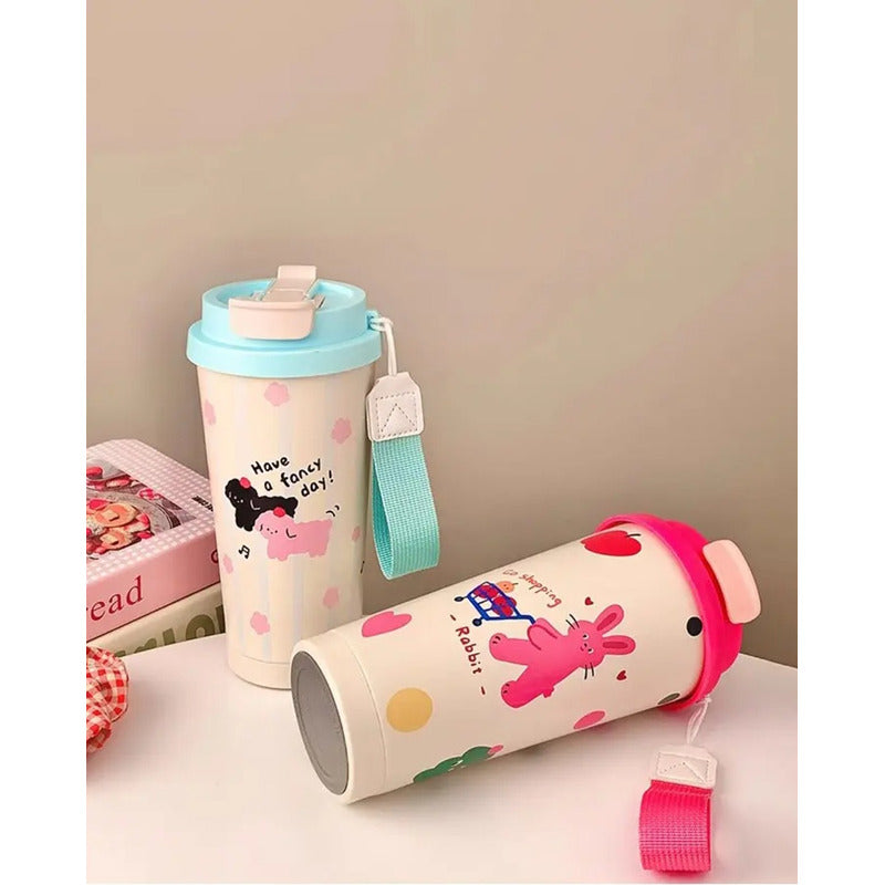 Termo Kawai Botella Térmica Frío Caliente Portátil 500ml 2e1