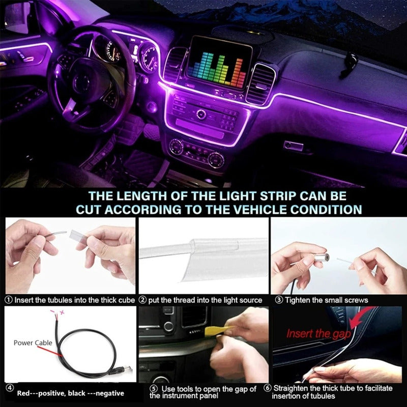 Hilo Neon Decorativo Con Luz Rgb 5 Led Bluetooth App Auto