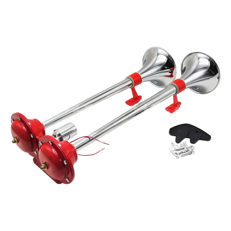 Bocina De Aire Eléctrica Doble Trompeta 61cm 12v/24v Camión