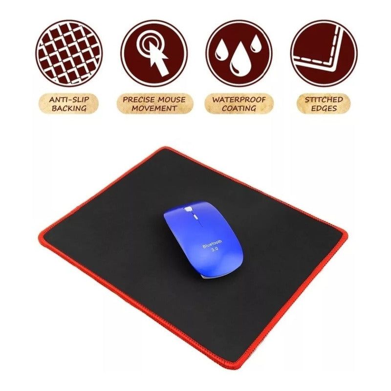 Mouse Pad Alfrombrilla Gamer Borde Rojo 25x30cm Grosor 3mm