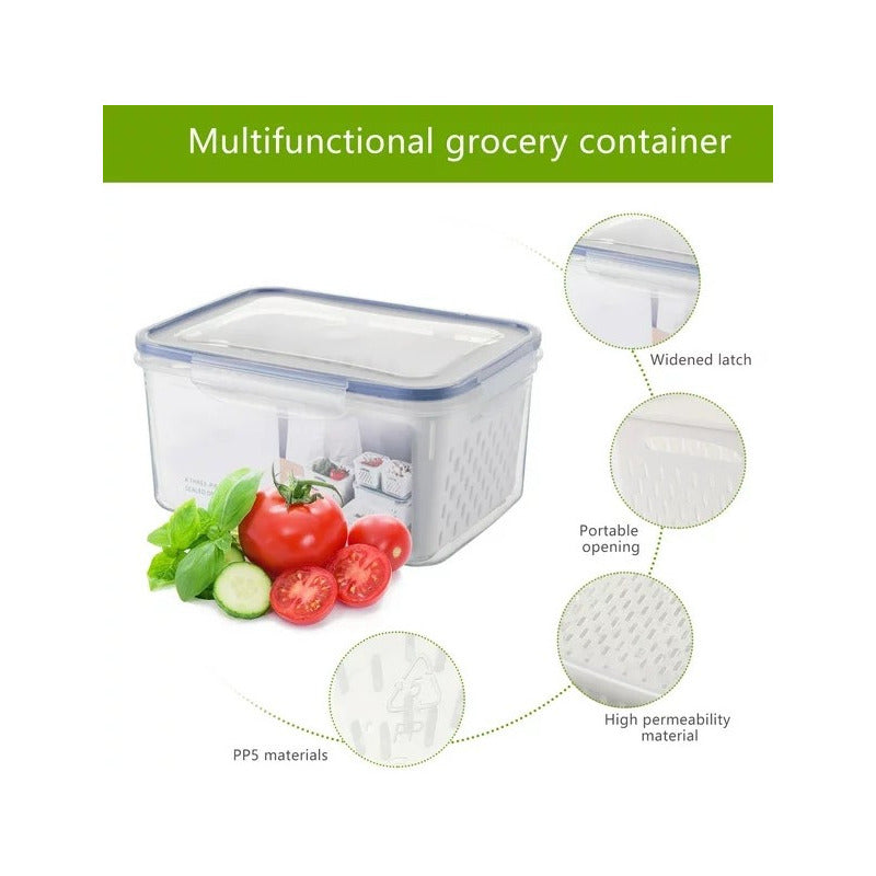X3 Contenedor Hermético Frutas Verduras Frescas Con Colador
