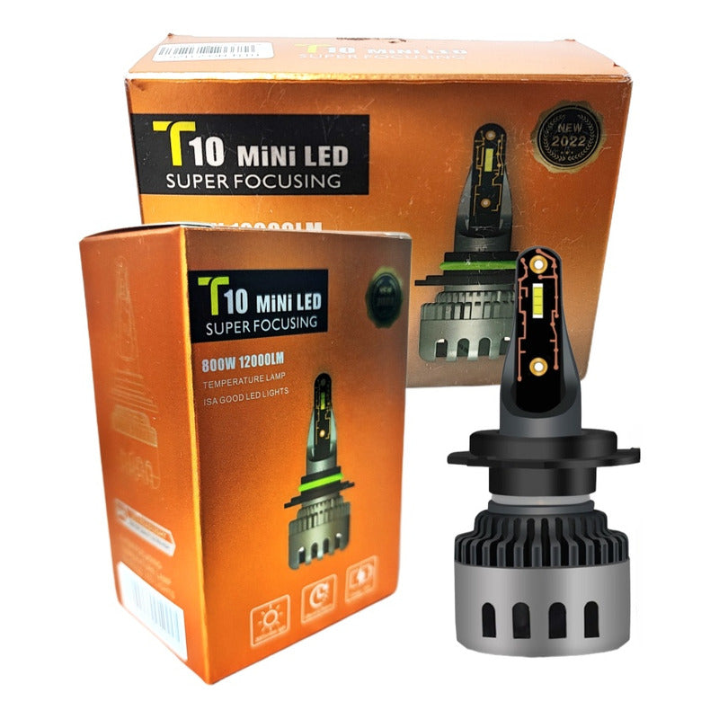 X2 Ampolleta Mini Turbo Led T10 Potente 12000lm Conector H7
