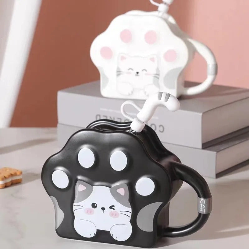 Vaso Diseño Garrita Con Bombilla Cola De Gato Mug Taza Tazón