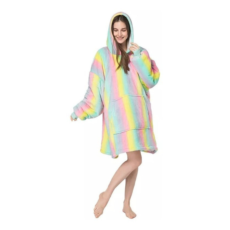 Polerón Con Capucha Sudadera Manta Sherpa Invierno Huggle/r&