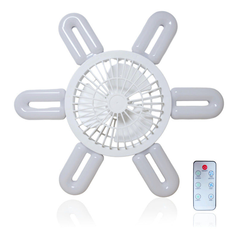 Ventilador De Techo + Ampolleta 6 Aspas E27 + Control Remoto