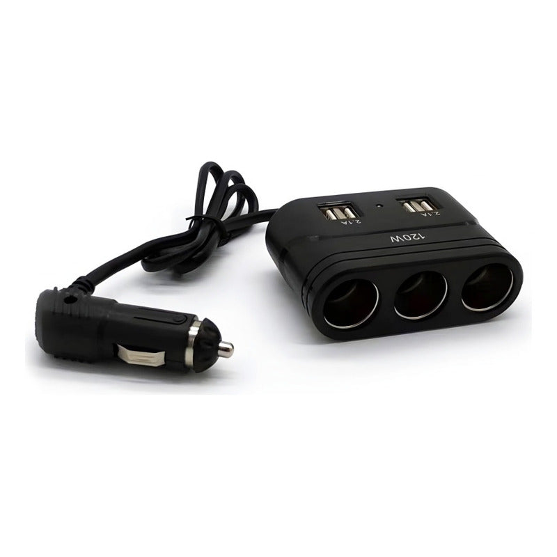Adaptador 3 Encendedor 4 Usb 120w 12-24v Splitter Cenicero