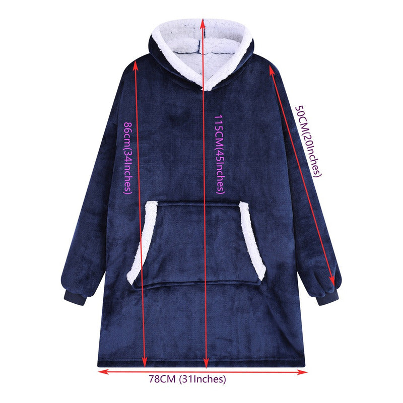 Polerón Con Capucha Sudadera Manta Sherpa Invierno Huggle/r&