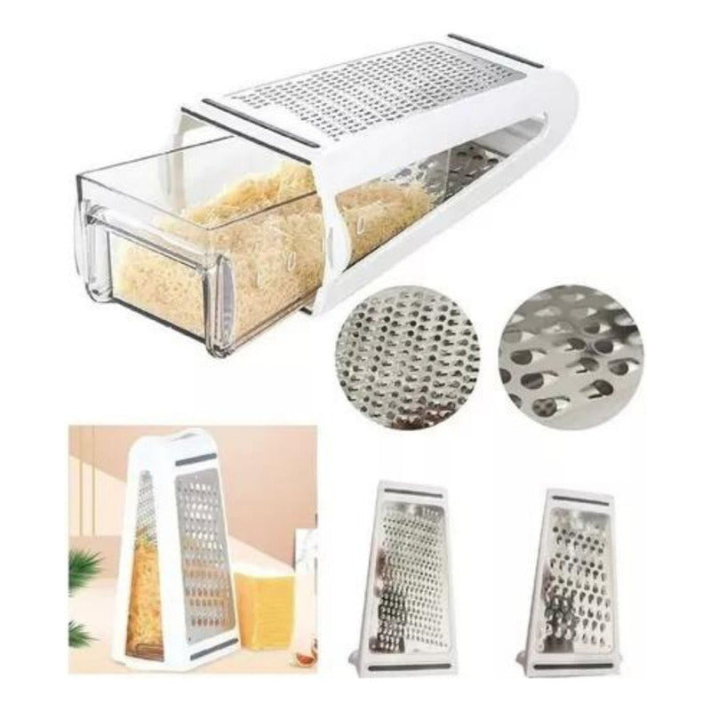 Rallador De Queso 2 Maneras Con Caja De Almacenamiento Color Blanco