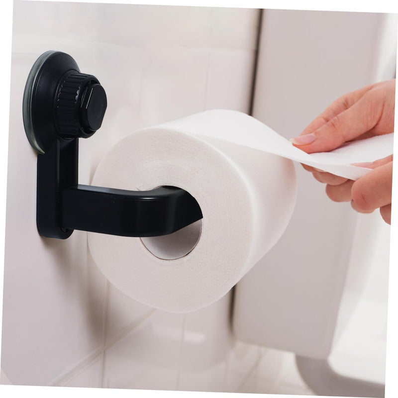 Porta Papel Higiénico Dispensador De Confort Cn Ventosa /r&c Color Negro 130042