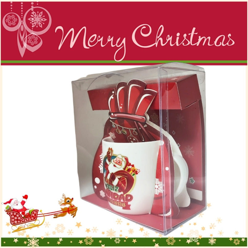 Taza De Navidad Con Tapa Santa Claus Tazón Navideño Cartoon