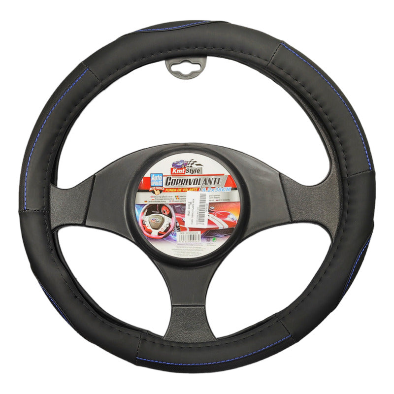 Funda Cubre Volante 38cm Negro Hilo Azul Auto 026