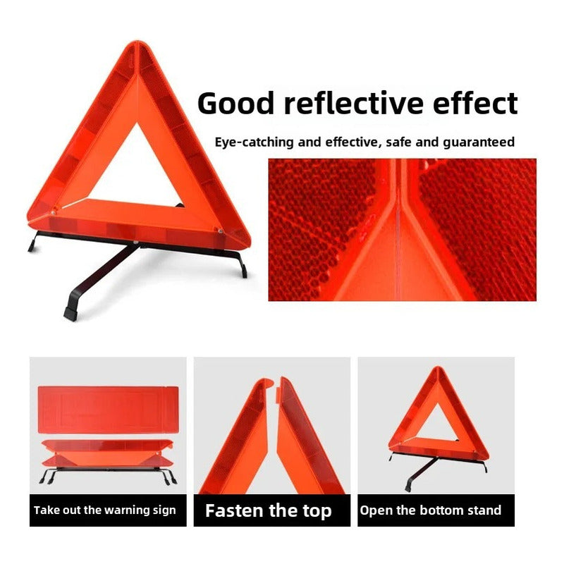Triangulo De Emergencia Reflectante Plegable Base Metálica