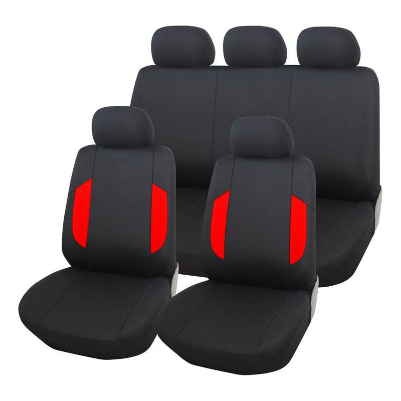Set Funda Cubre Asiento Auto Universal Negro Entero 9pcs