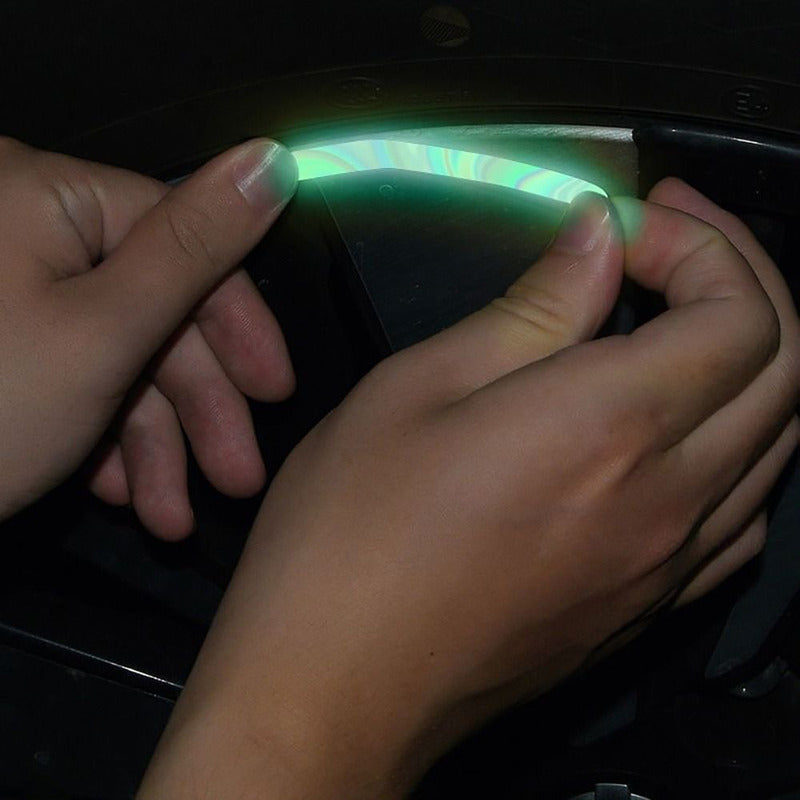 Set Sticker Reflectante Para Llanta 20 Tiras Fluor Auto Moto